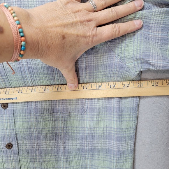 Patagonia Organic Cotton Shirt Mens M Gauze Button Up Plaid Short Sleeve Pocket - Picture 11 of 14